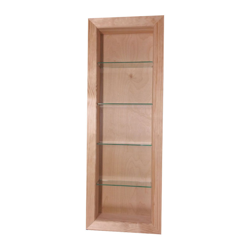 Durango 4 Piece Solid Wood Recessed Wall Shelf with Adjustable Shelves, 30'' H x 14'' W x 3.5'' D, White