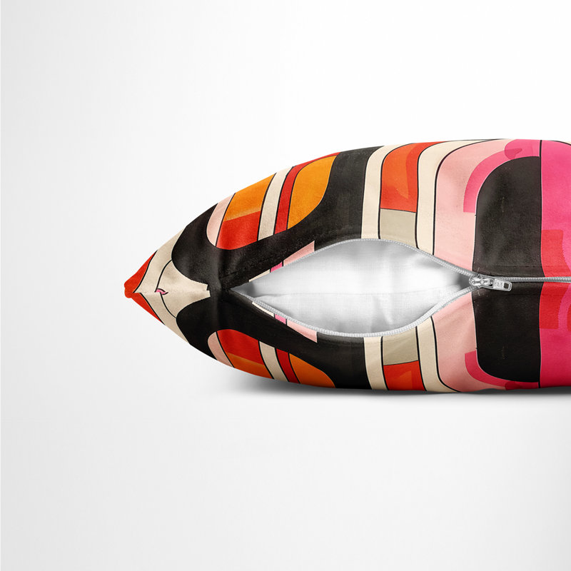 Mid-century Arch, Gray/Pink/Orange/Cream Geometric