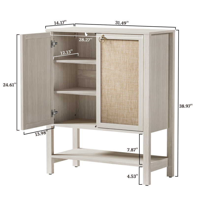 Pomodoro Boho Shoe Cabinet with Adjustable Shelves, White Cream Oak, Individual