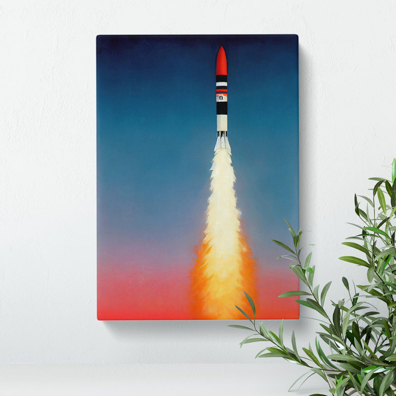Spaceship Rocket In Flight No.1 - Wrapped Canvas, 60cm H x 40cm W x 3cm D