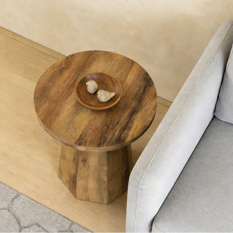 Table d'appoint en bois avec base octogonale, Brun
