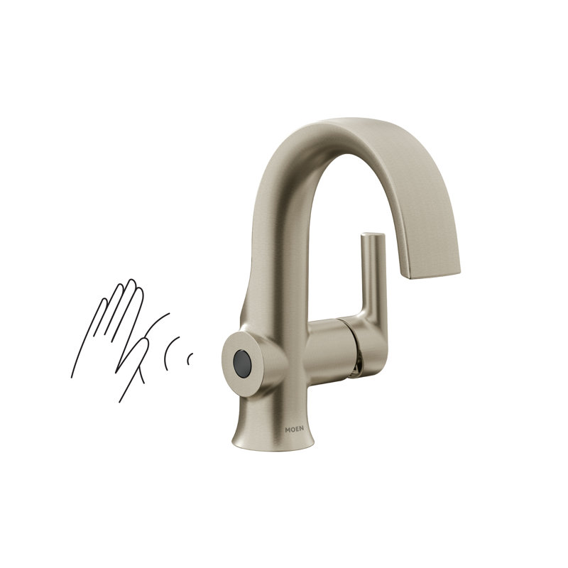 Moen Doux Motionsense Wave Touchless Single Handle Bathroom Sink Faucet with Drain Assembly, Brushed Nickel