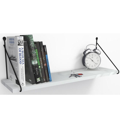 Modern Wall Shelf, 100% Melamine Coated Particle Board, White, 28.3 x 7.9 x 7.9 inches | Metal Bracket | Easy Wall Installation | Stylish & Functional Storage Solution for Home & Office Spaces