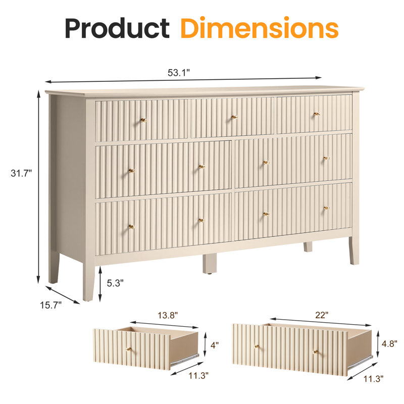 Commode 7 tiroirs, l 53,2 po