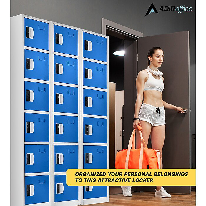 AdirOffice 72" Blue Steel 6-Tier Storage Locker with Digital Lock