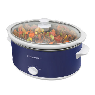 West Bend Slow Cooker, 6 Qt. Capacity, In Navy & White