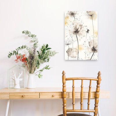 Abstract Golden Dandelions Abstract Contemporary Delicate Dandelion Flower Nature Wall Art Print