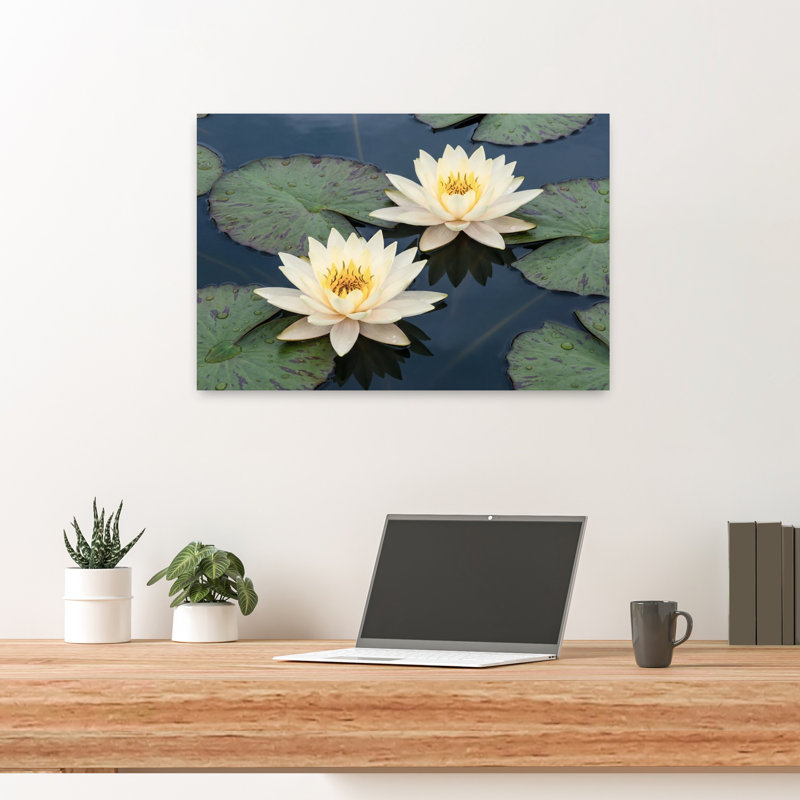 Art mural contemporain fleur de lis blanc, H 24 po x l 16 po