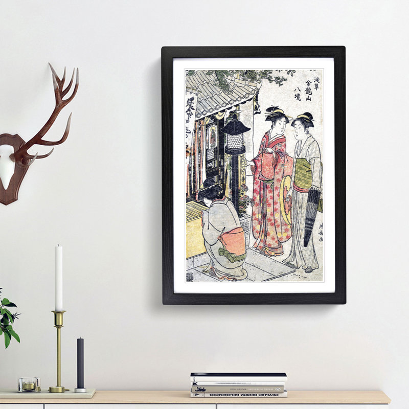 Enmei Jizo by Torii Kiyonaga - Picture Frame Painting Print, 48cm H x 36cm W x 2cm D, Black Framed