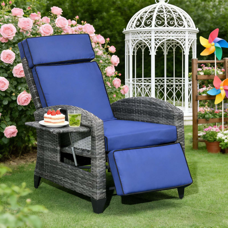 Méridienne inclinable, Fauteuil inclinable d'extérieur, Bleu très foncé