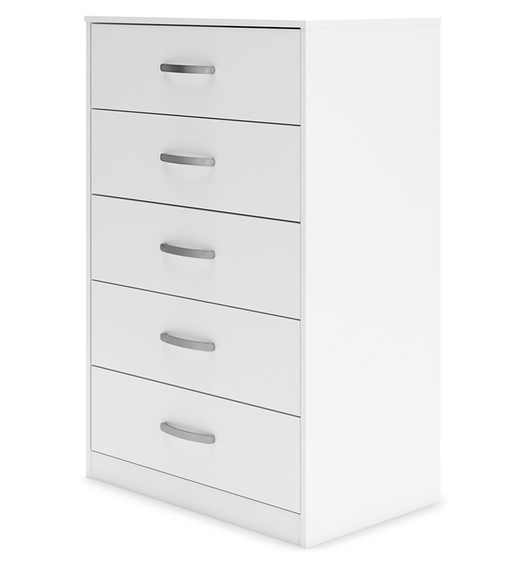 White 5-Drawer Chest with Ball Bearing Slides and Levelers