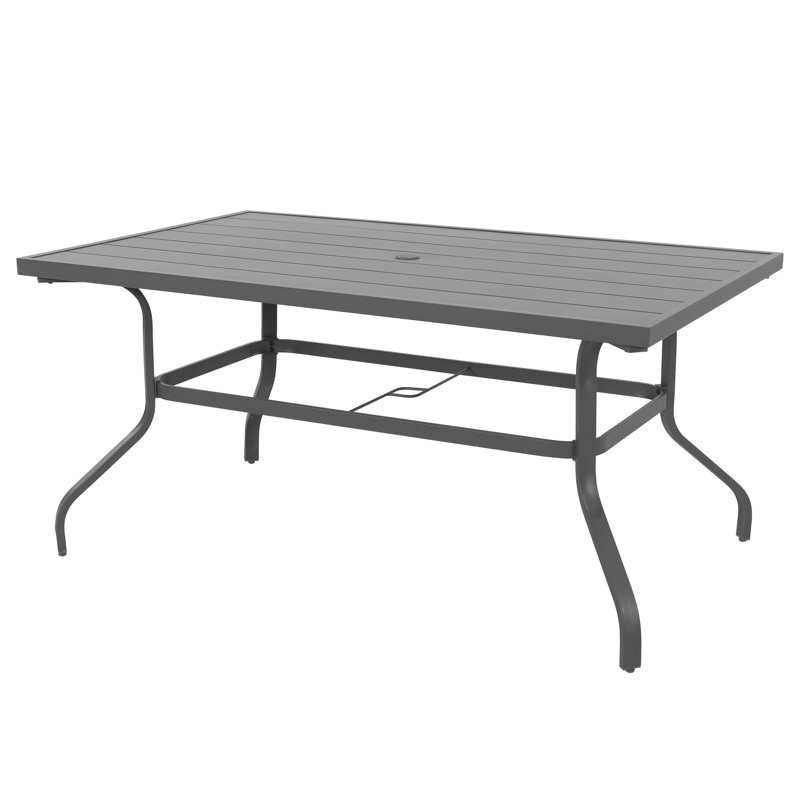 Ensemble de salle à manger de patio 7 pièces en textilène avec trou pour parasol