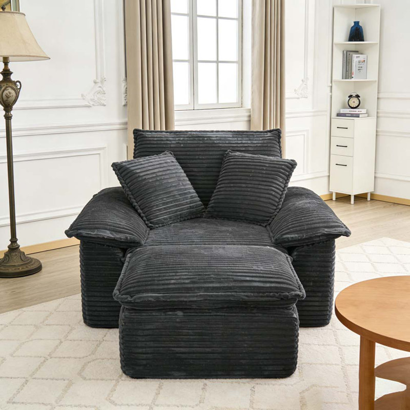 Fauteuil surdimensionné et demi 47 po, Gris