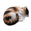 Statue de chat calicot endormi
