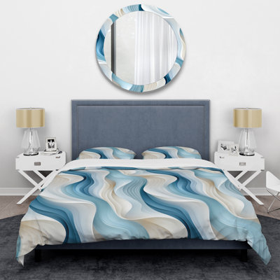 Ensemble de housse de couette abstraite Gentle Lines I - Microfibre de polyester