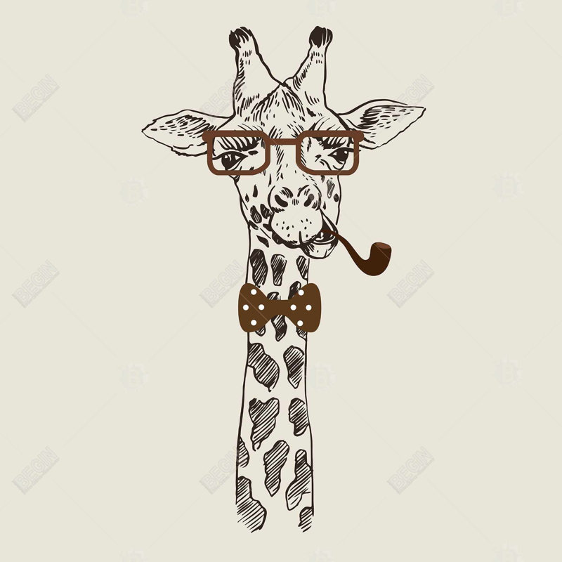 " Funny Giraffe With A Pipe ", 24" H x 24" W