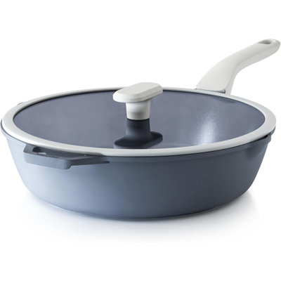 Ceramic Nonstick Deep Saute Pan with Lid, 10/12 Inch Non Toxic Pans with Double Pour Spout