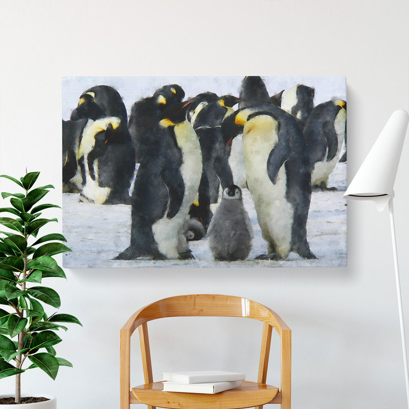 Emperor Penguins Painting - Wrapped Canvas, 35cm H x 50cm W x 3cm D