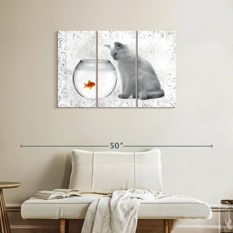 Brampt Goldfish And Cat, 24" H x 38" W