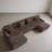 6 - Piece Upholstered Light Brown Faux Rabbit Fur Flannel Modular Sectional Sofa with Throw Pillows & Removable Ottomans-1911773212
