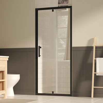 Yingze 31-33" W x 72" H pivot shower door with 1/4" clear tempered glass, explosion-proof film, nano easy-clean coating, reversible installation