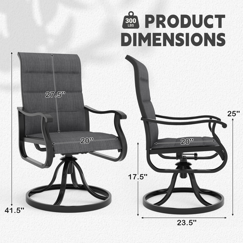 Ensemble de 6 chaises de patio Derrald, Gris foncé