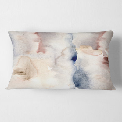 Abstrait pastel avec taches bleu foncé, rose et gris - coussin moderne imprimé