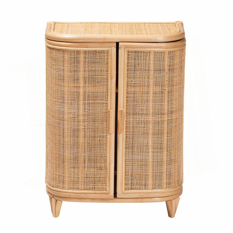Armoire de rangement bohémienne en rotin naturel