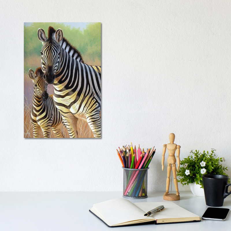Zebra Mare And Foal by Cynthie Fisher - Wrapped Canvas Print, 20.32 cm H x 30.48 cm W