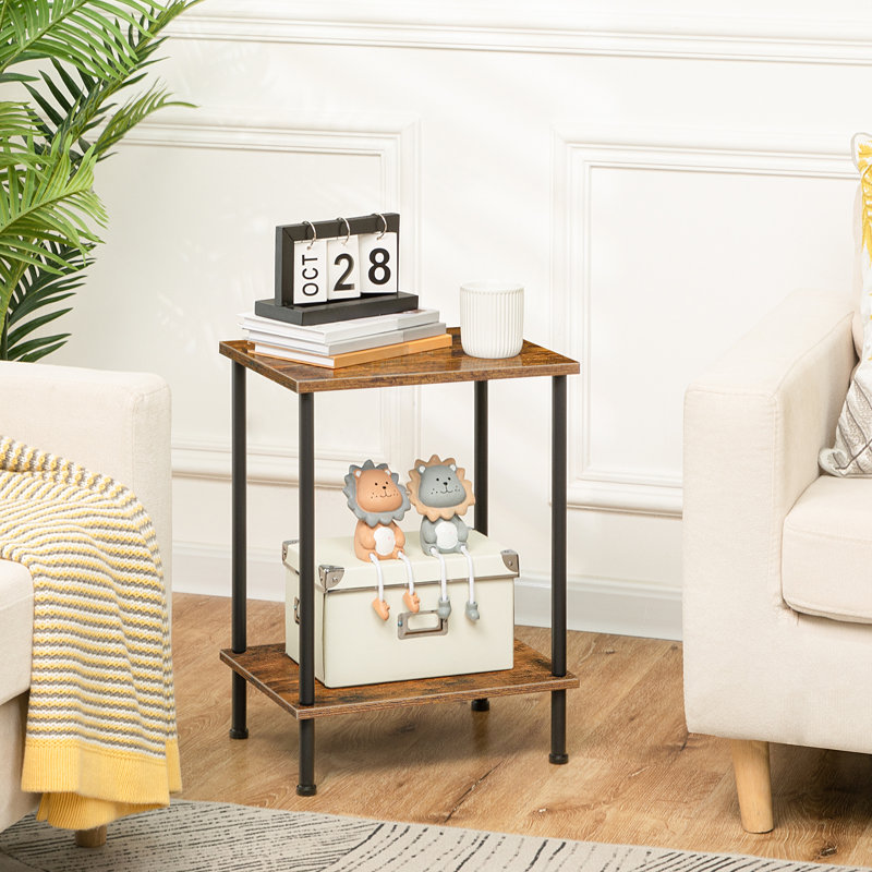 Petrillo 19.7" Small Tall End Table, Rustic Brown