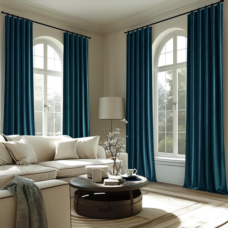 Rideau 100% velours occultant Luxury, L 52 po x L 108 po, Bleu paon