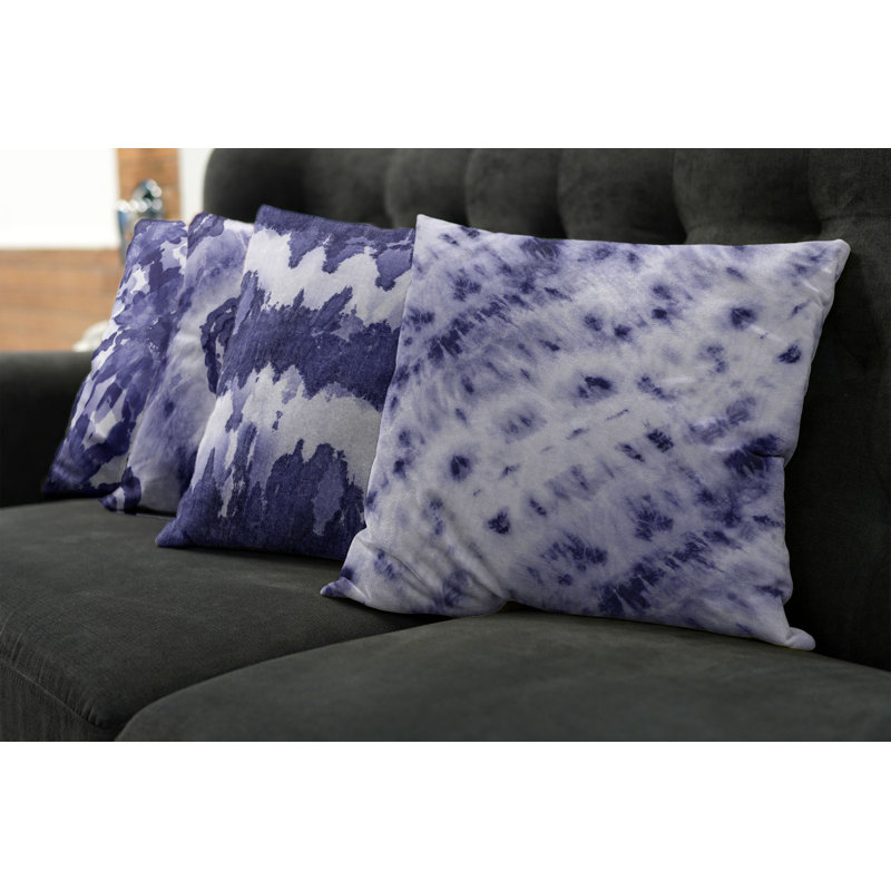 Housse de coussin Montezuma, 18 po x 18 po, Lavande foncé / blanc