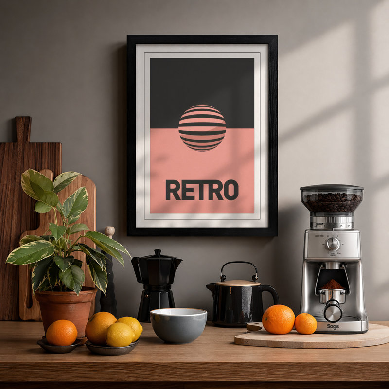 Sphere Study Retro - Framed Print, A4 - 29.7 x 21.0 cm, Black