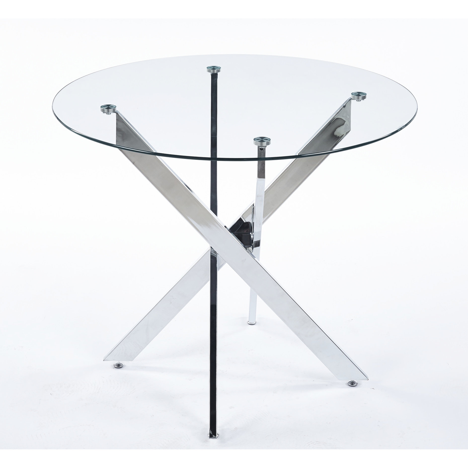 Wrought Studio™ Modern Space Saving Dining Table With Tempered Glass And Metal Legs, Simple ...