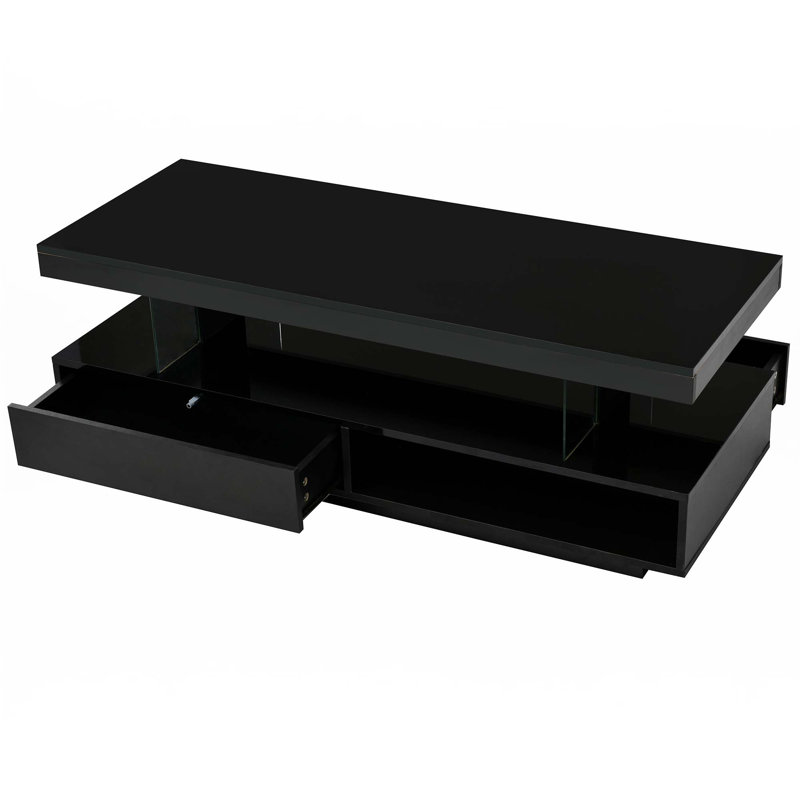 Table basse à DEL avec rangement, Noir