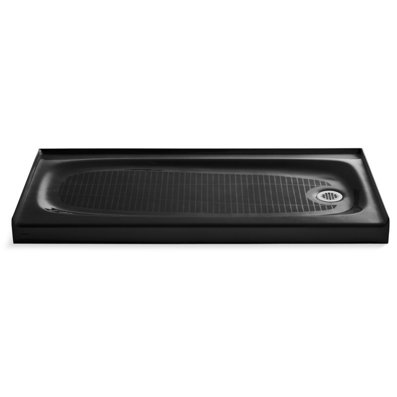 Salient 60" x 30" Single Threshold Right-Hand Drain Shower Base, Black Black, Left-Hand
