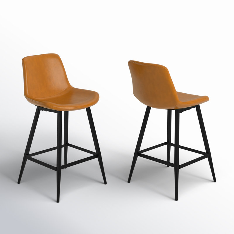 Tabouret de comptoir en faux cuir Macaire, Tabouret de comptoir (siège d'une hauteur de 24 p, Brun, Noir, noir, noir, noir