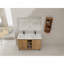 Meuble-lavabo autoportant 48 po avec double lavabo et support de rangement, portes à fermeture douce