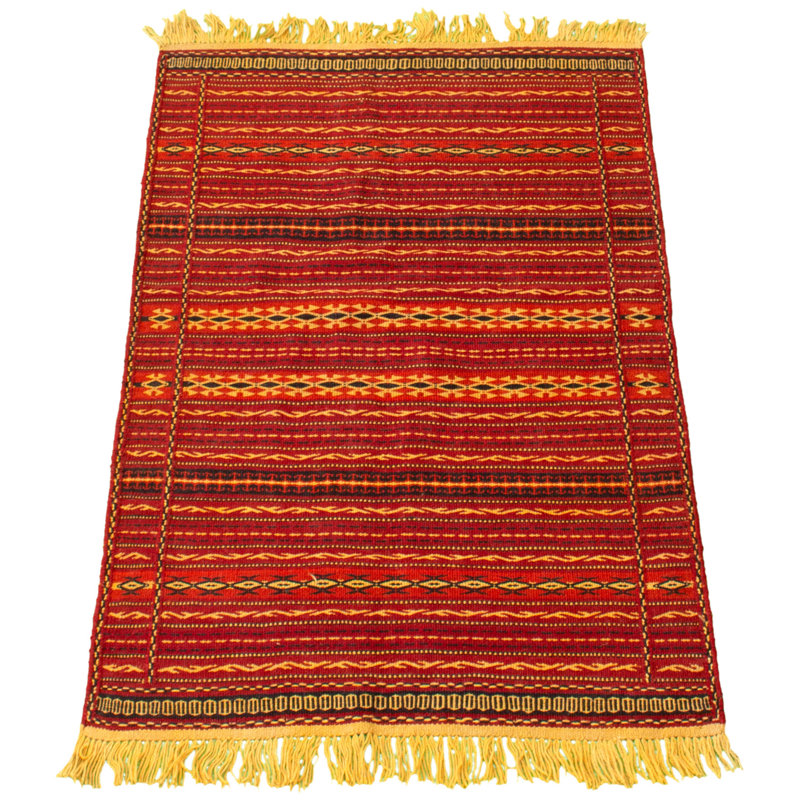 Tapis décoratif en laine de conception unique noué à la main new age kashkoli rouge foncé/jaune 3 pi 2 po x 5 pi