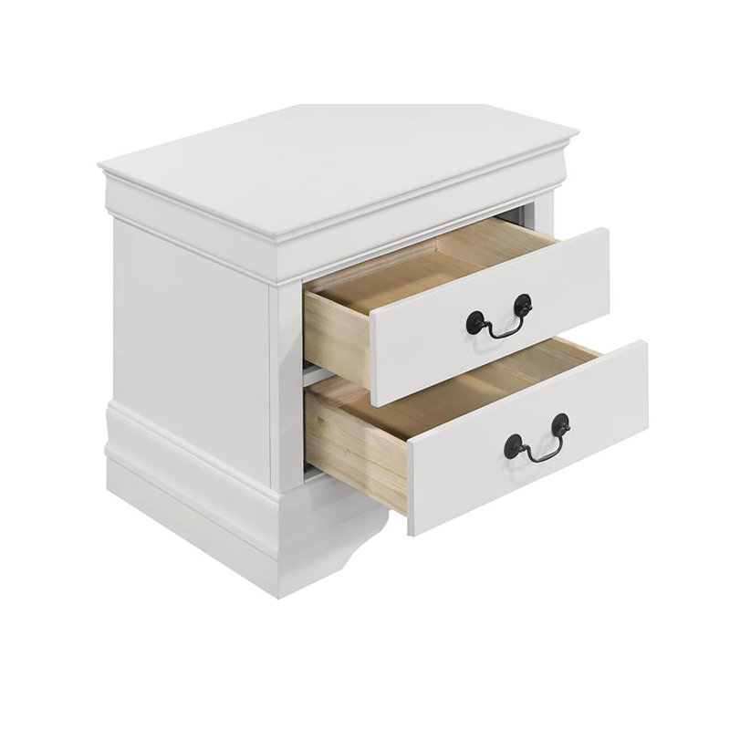 Table de chevet 2 tiroirs Gabbrielle, Blanc