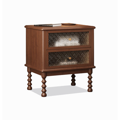 American Retro All Solid Wood Rubber Wood Bedside Table