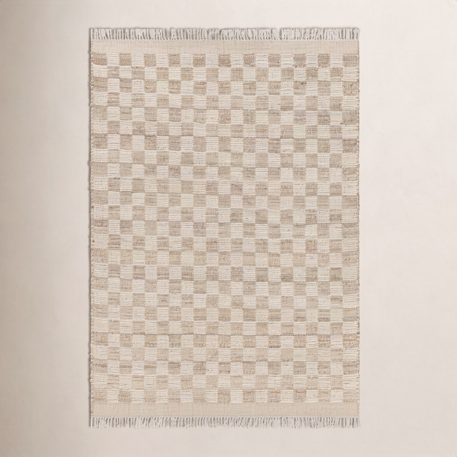 Tali Hand-Woven Checkered Jute Rug, Rectangle 2' x 3'