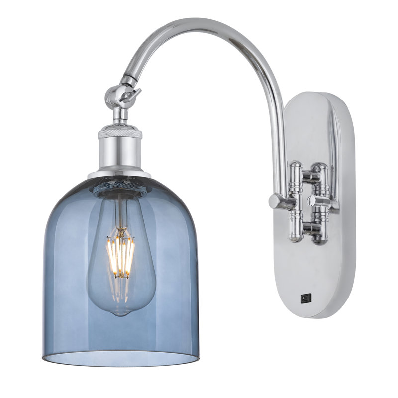 Odaniel Steel Armed Sconce, Princess Blue, Polished Chrome
