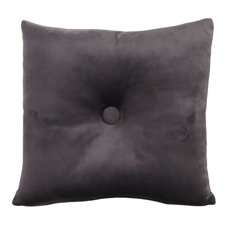 16" x 16" Tufted Indoor Throw Pillow with Button, Gray, 18"H x 18"W