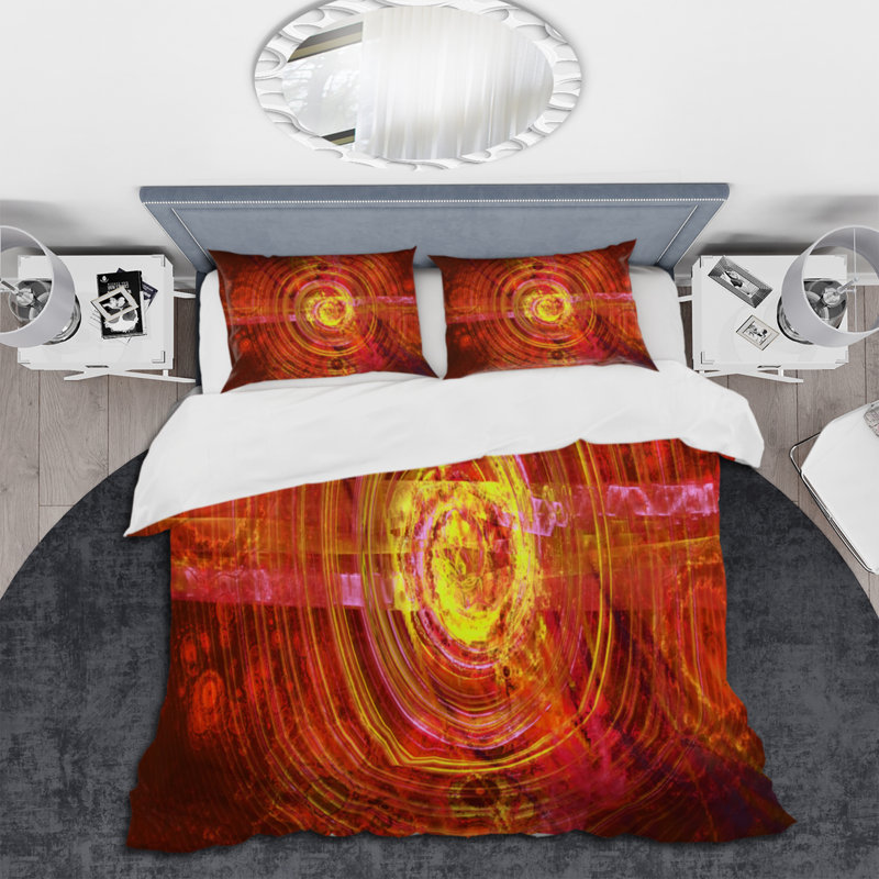Ensemble de housse de couette Spiral Bright Fractal Geometric IV - Modern - microfibre de polyester