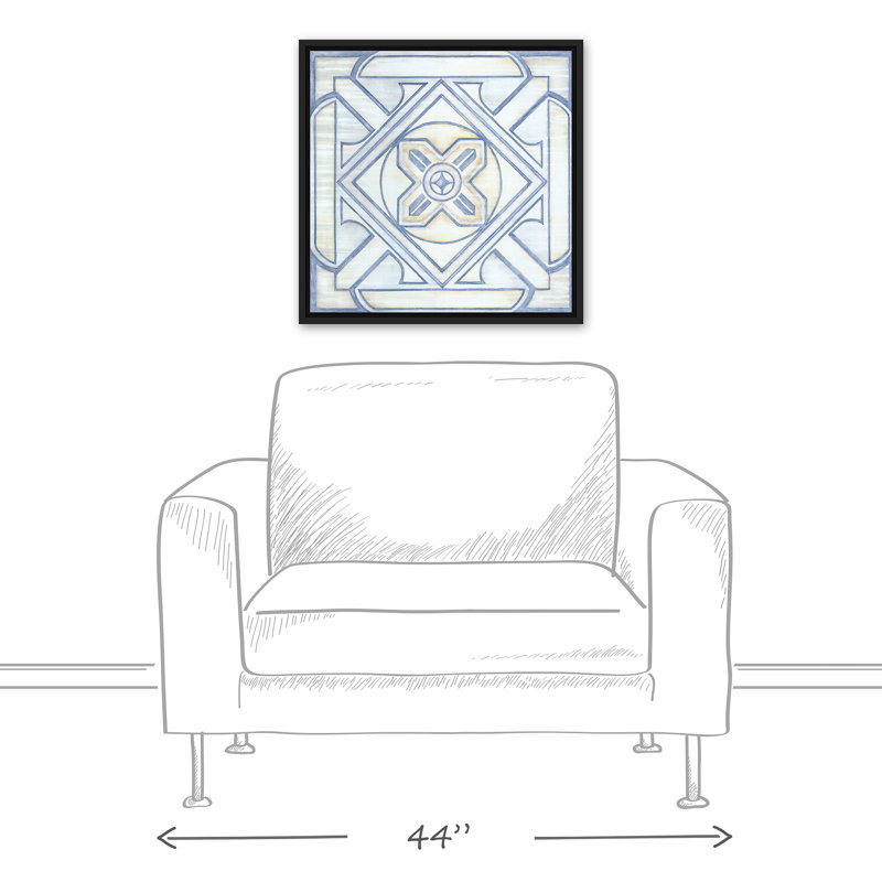 «Blue and White Tile», reproduction d'impression sur toile en bleu, H 20 po x l 20 po, Toile tendue