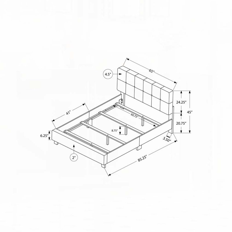 Lit plateforme en tissu d'ameublement