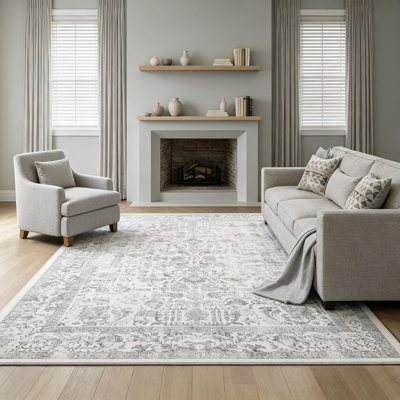 Rectangle Floral Vinyl Washable Area Rug