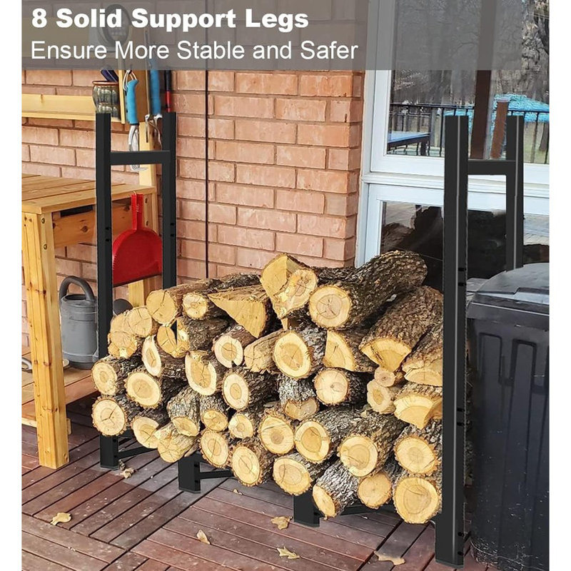 Support de support de bois de feu réglable robuste de 4 pi pour le rangement de bûches de foyer d'extérieur