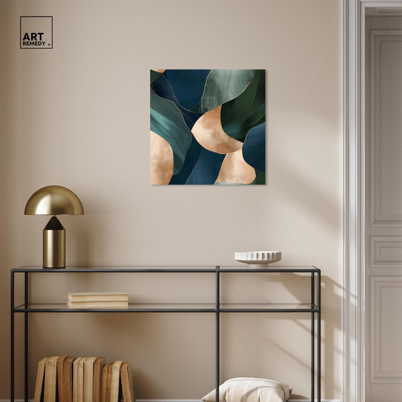 «Marine and Emerald Bits I», art abstrait bleu par Art Remedy, Toile tendue, H 20 po x l 20 po x P 1,5 po